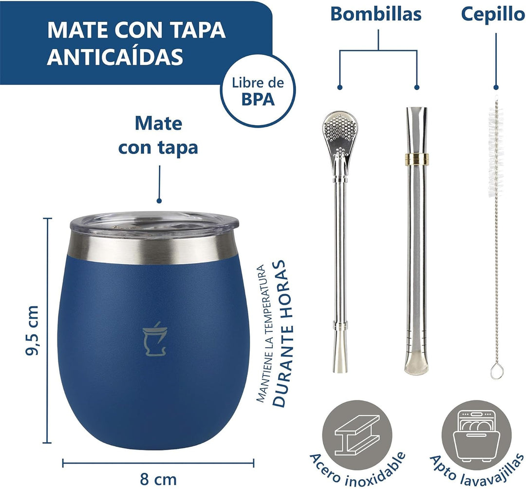 Kit Mate Argentino - Mate Argentino, Yerba Mate, Glühbirne, argentinische Produkte, Blau, Blau