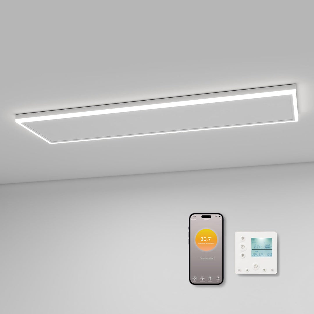 Infrarotheizung Deckenmontage 410 Watt (128x33cm), Deckenheizung Infrarot mit LED Beleuchtung, Infra