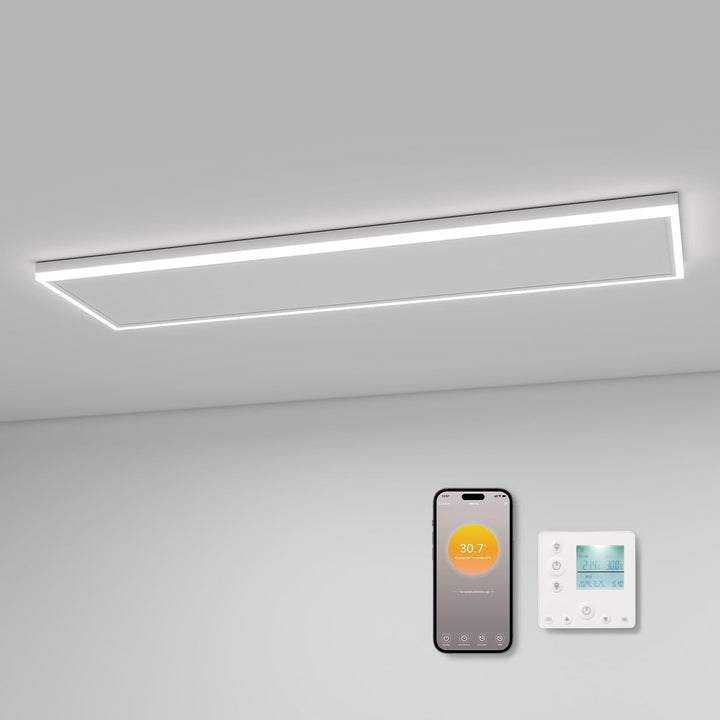 Infrarotheizung Deckenmontage 410 Watt (128x33cm), Deckenheizung Infrarot mit LED Beleuchtung, Infra