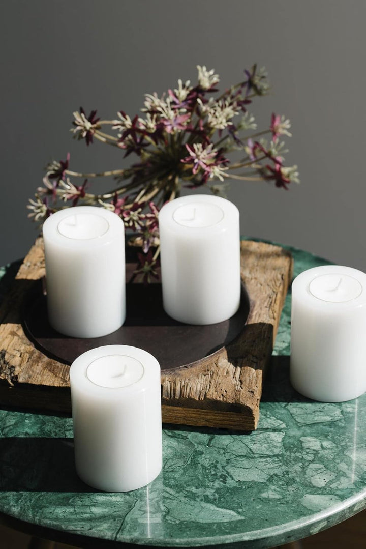 EDZARD Set 4 Dauerkerzen Cornelius (Ø 6 cm, H 8 cm) in weiss - Teelichthalter, Kerzenhalter in Kerze
