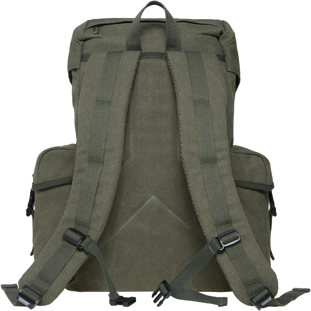 KAUKKO Canvas Retro Rucksack Damen Herren, Vintage Jagdrucksack Wanderrucksack mit 14 Zoll Laptopfac