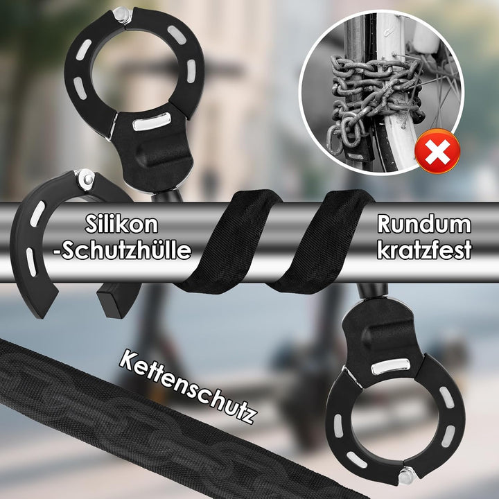 GuKKK E Scooter Schloss,Handschellenschloss mit Schlüssel, Fahrradschloss für E Scooter mit Gummi-Lo