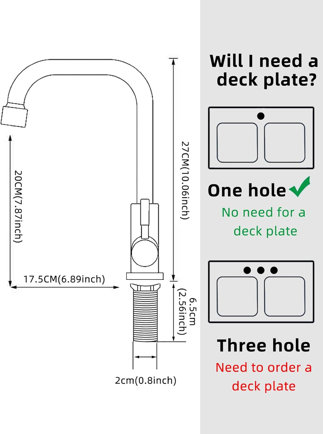 Nur kalter Wasserhahn, Einloch-Küchenspüle, SUS304 Edelstahl, gebürstetes Nickel