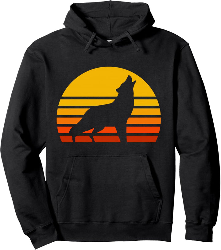 Retro Wolf Vintage Sonnenuntergang Wolf Pullover Hoodie