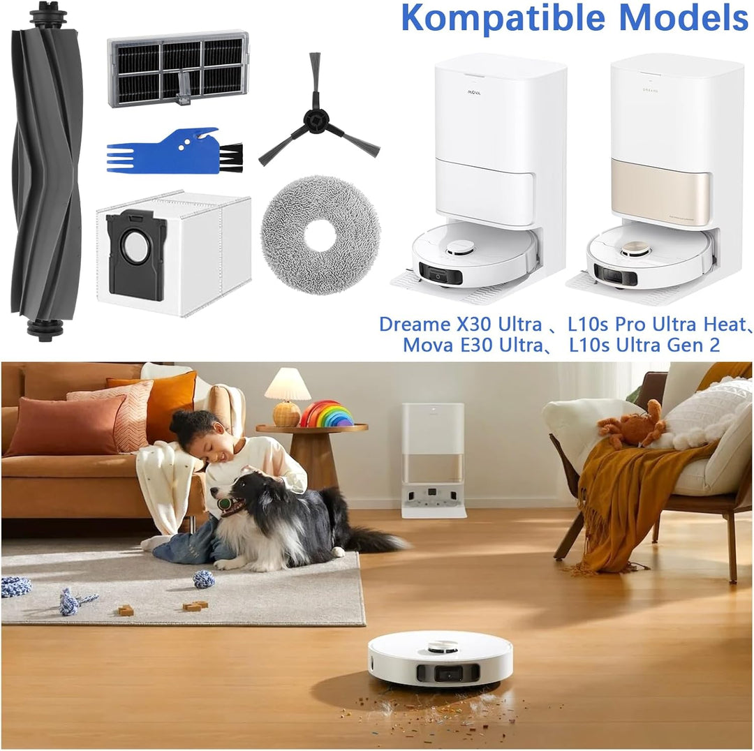 24 Stück Zubehör für Dreame L10s Ultra Gen 2/L10s Pro Ultra Heat/X30 Ultra/Mova E30 Ultra Saugrobote