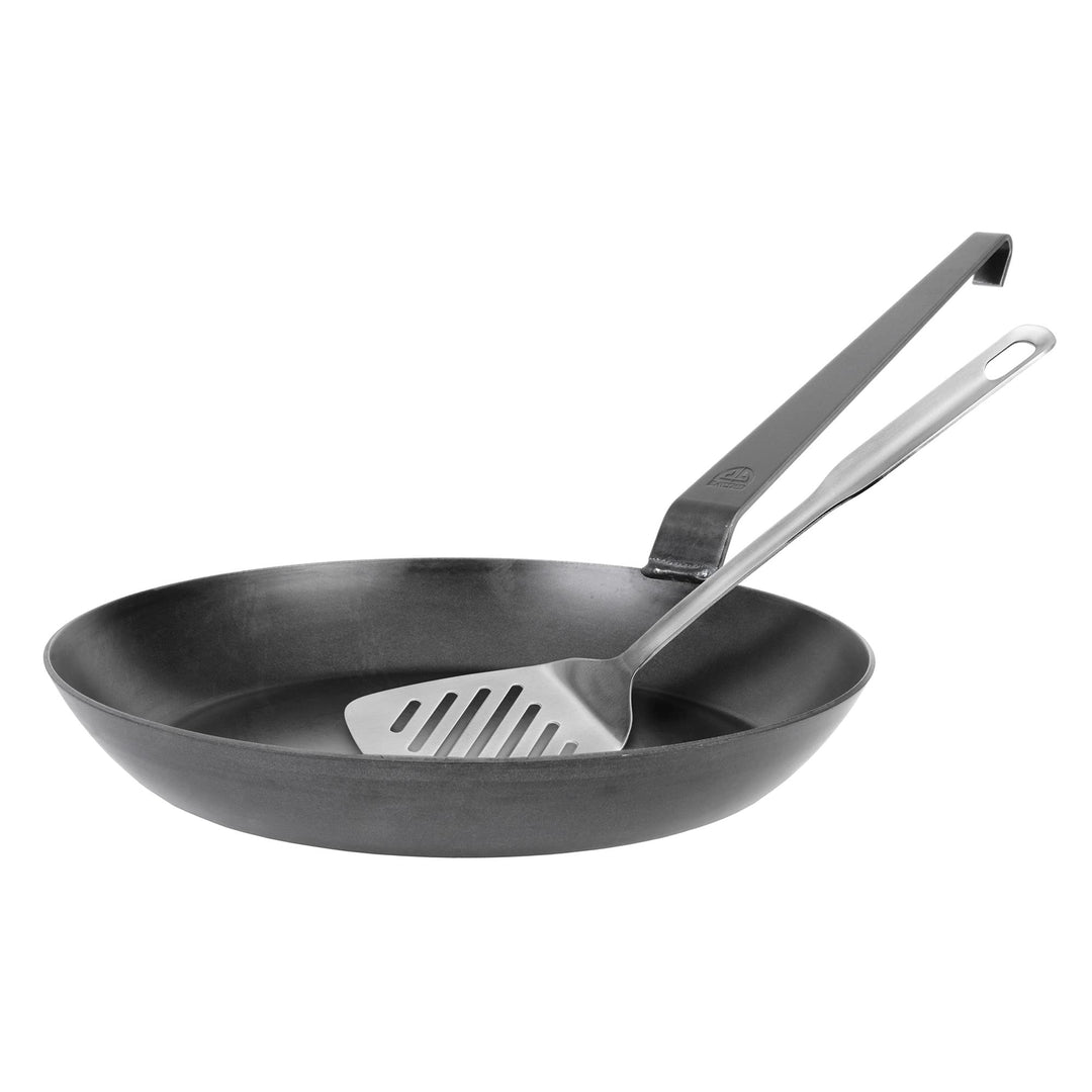 GRÄWE F400 Schmiedeeiserne Bratpfanne hoch Ø 32 cm Starterset mit Wender Ø 32 cm Starter Set: Bratpf