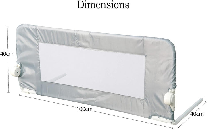 Safetots Bettgitter Grau, 100cm breit x 40cm hoch, Bettschutzgitter für Kleinkinder zur Sicherheit,