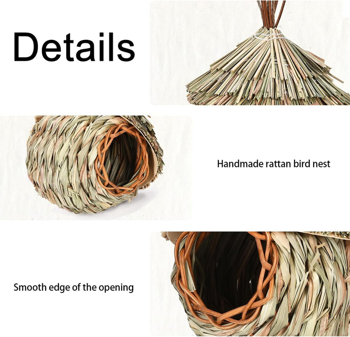 Vogelnest Gras, 2 Stück Gras Bird Nest, Handgewebte Vogelhäuser, Verschleissfest Hängender Vogelnest