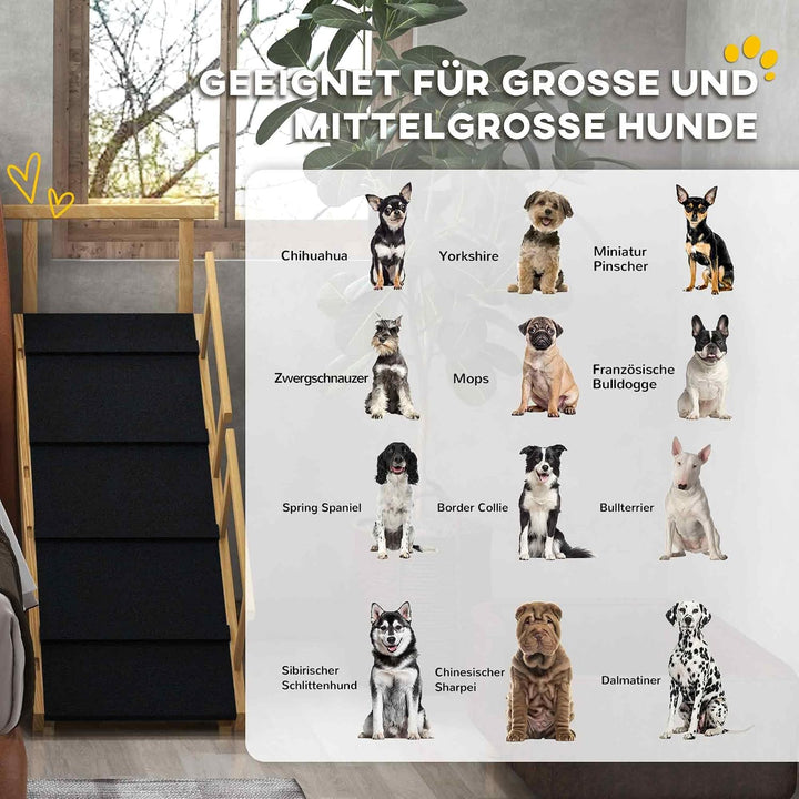 PawHut Hunderampe Klappbar Haustierrampe mit abnehmbaren Geländern, rutschfest Hundeeinstiegshilfe f