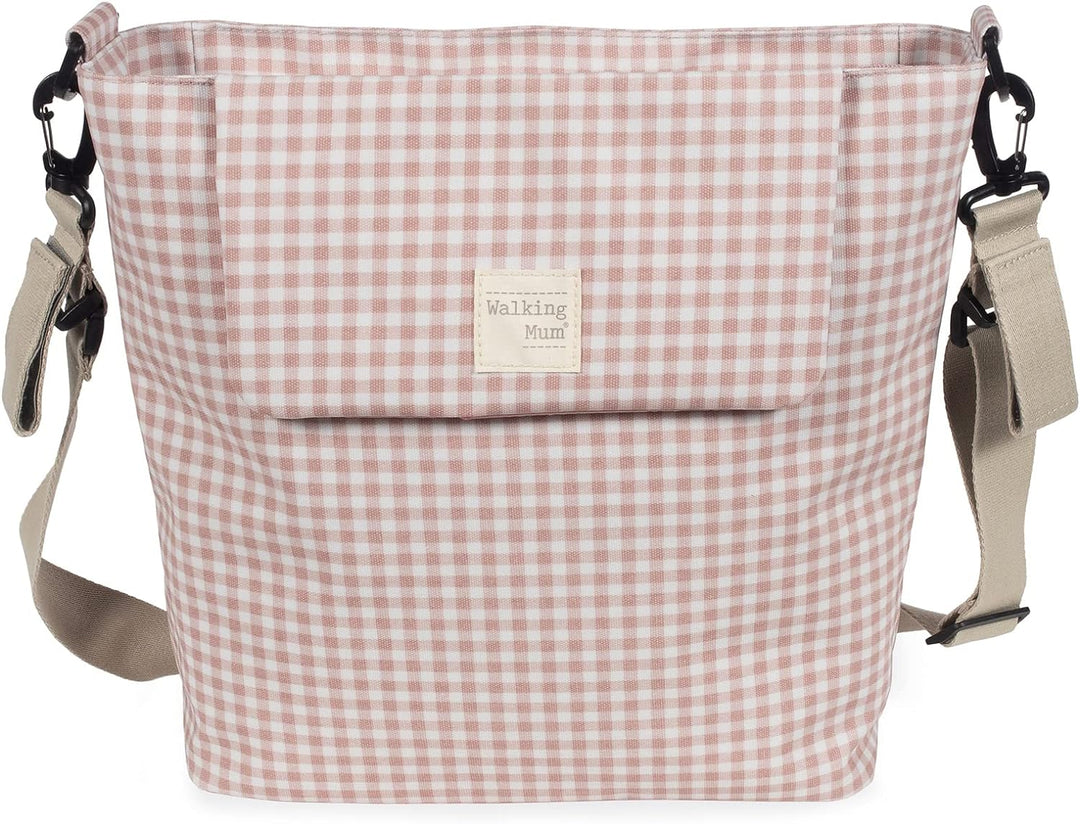 Walking Mum. I Love Vichy Wickeltasche für Kinderwagen, Schultertasche, Rosa, 42 x 36 x 13 cm