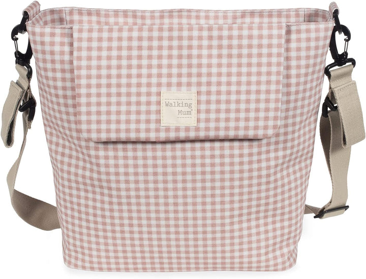 Walking Mum. I Love Vichy Wickeltasche für Kinderwagen, Schultertasche, Rosa, 42 x 36 x 13 cm