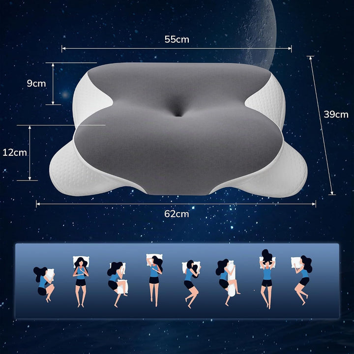 Nackenkissen Kopfkissen, Memory Foam Kissen mit Abnehmbarer Bezug | Ergonomisches Kopfkissen mit Küh