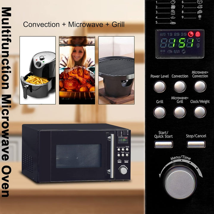 SMETA Mikrowelle Mit Grill und heissluft, 800W Microwellengerät, 20L Mikrowelle, Grillleistung 1200W