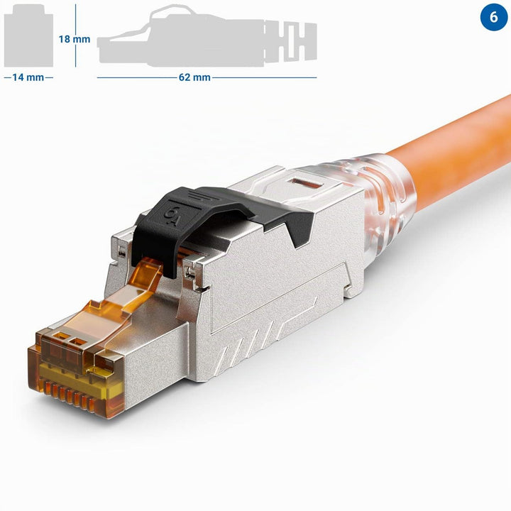 deleyCON 8x CAT 6a Netzwerkstecker RJ45 mit LSA Anschluss Werkzeuglos für Starre Verlegekabel LAN Ka