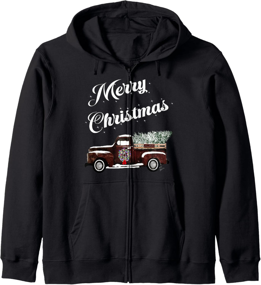 ugly sweater - Weihnachtspullover - retro pick up truck Kapuzenjacke