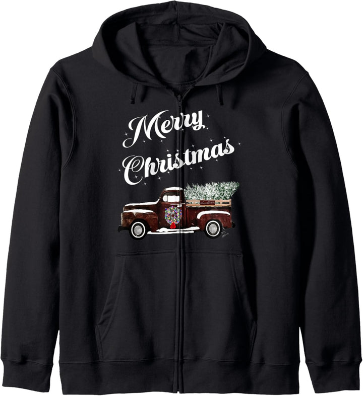 ugly sweater - Weihnachtspullover - retro pick up truck Kapuzenjacke