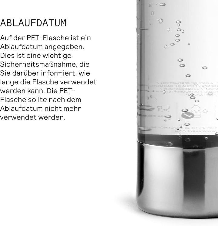 AARKE 2er-Pack PET-Flaschen für Wassersprudler Carbonator 3, BPA-frei mit Details in Edelstahl, 800m