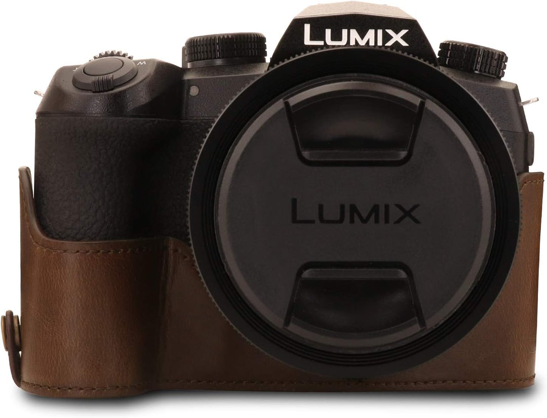 MegaGear MG1679 Ever Ready Leder Kameratasche mit Trageriemen kompatibel mit Leica V-Lux 5, Panasoni