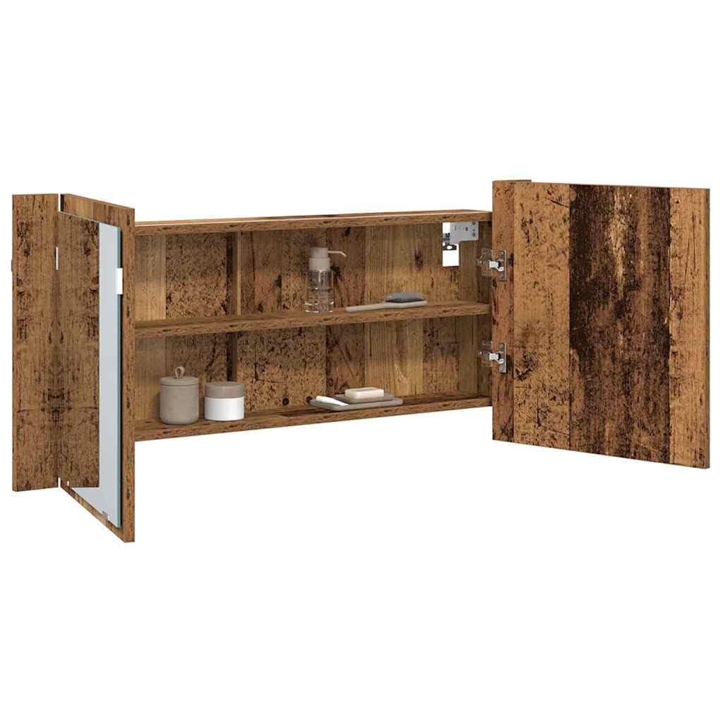 vidaXL LED Spiegelschrank Altes Holz 100x12x45 cm Faserholz Altholz, Altholz