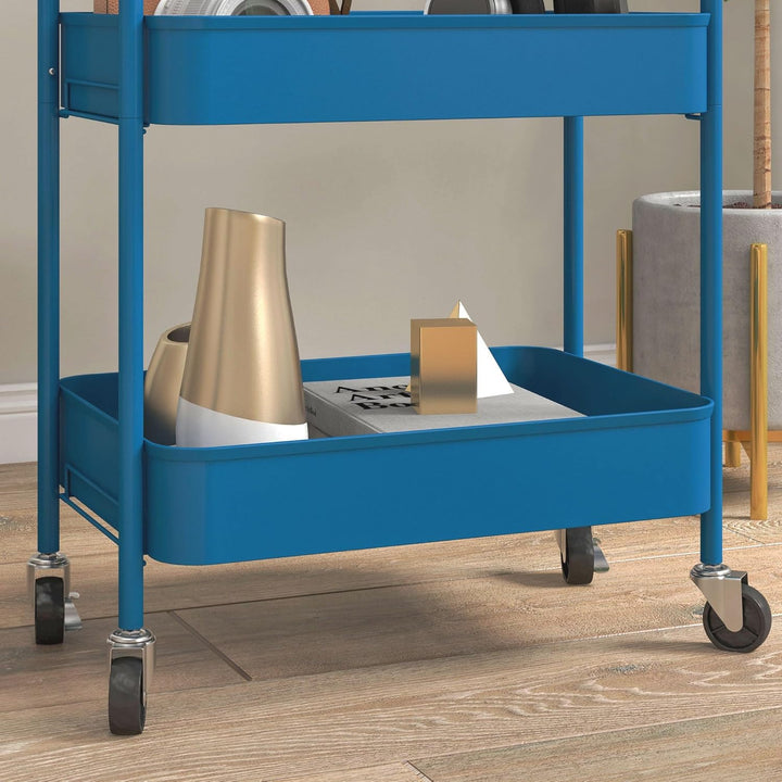 HOMCOM Servierwagen aus Stahl, Servierwagen mit Rollen, 3 Ebenen, perforierte Tabletts – 45 x 30,6 x