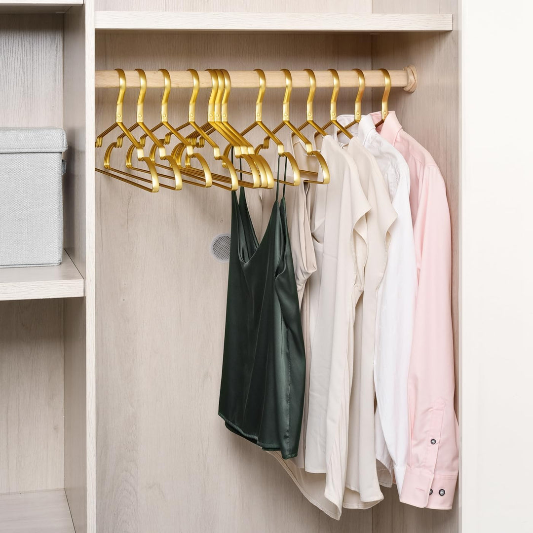 Amber Home Hochwertige mattgoldene Aluminium-Kleiderbügel, 20 Stück, 41,9 cm, extra glatt und langle