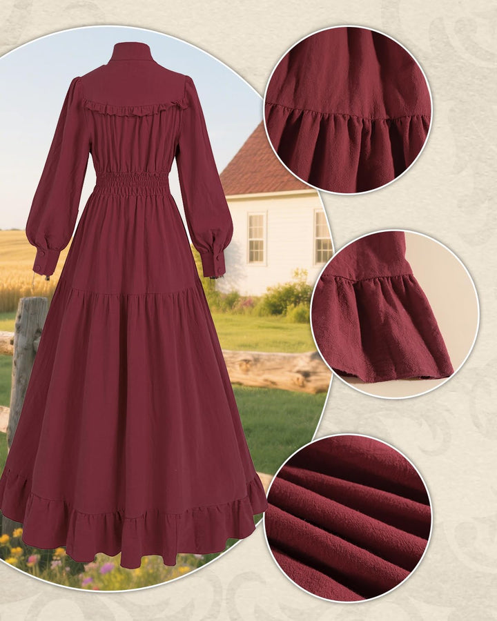 CR ROLECOS Viktorianisches Kleid Gothic Mittelalter Vintage Edwardianisches Kleid Damen Karneval Fre