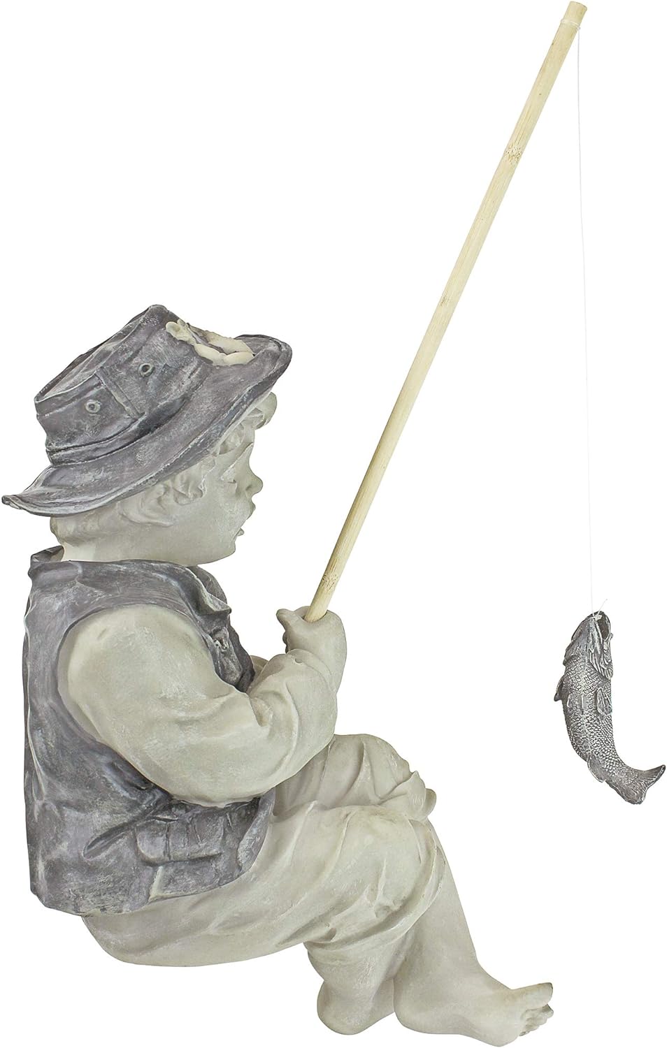 Design Toscano Junge Frederic mit Angel Figur, Masse: 38 x 24 x 17 cm, Frederic
