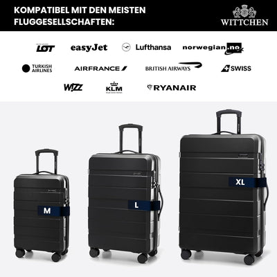 WITTCHEN COMODO Line Koffer Handgepäck Gepäck-Set aus ABS Teleskopgriff TSA Schloss 4 Doppelräder Mi