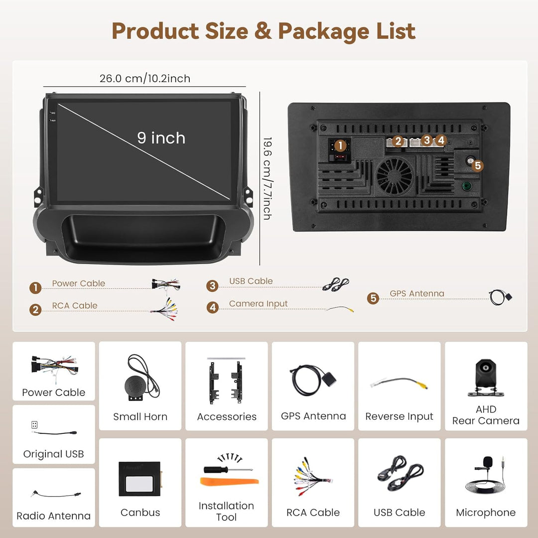Hikity Android 15 4+64G Autoradio für Chevrolet Malibu 8 2009-2014 mit 9 Zoll Incell Touchscreen, Au