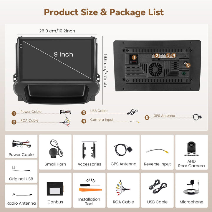Hikity Android 15 4+64G Autoradio für Chevrolet Malibu 8 2009-2014 mit 9 Zoll Incell Touchscreen, Au