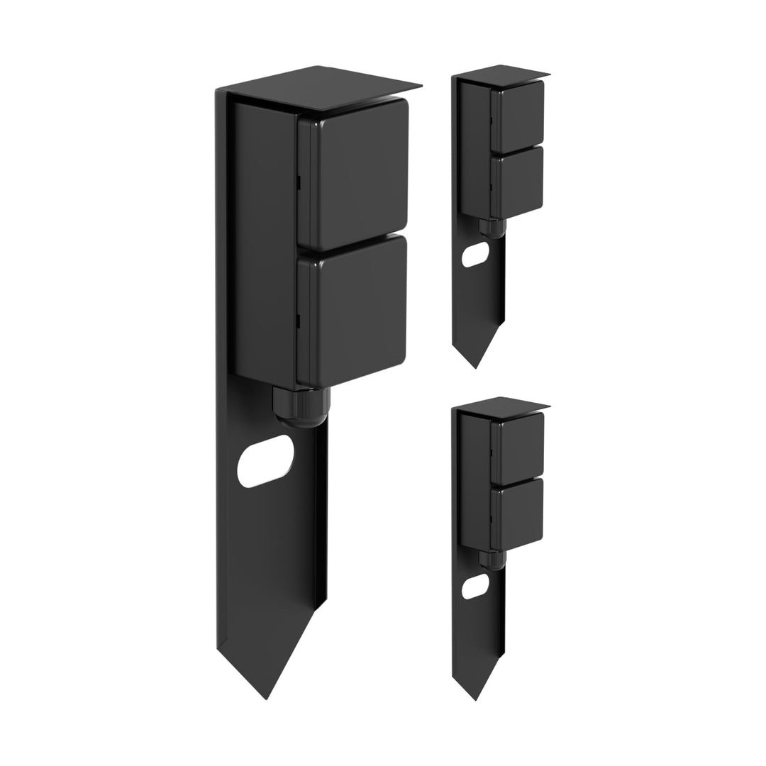 ledscom.de 3 Stück Garten Steckdosensäule PIWI mit Erdspiess für aussen, IP44, 2-Fach, Edelstahl, sc