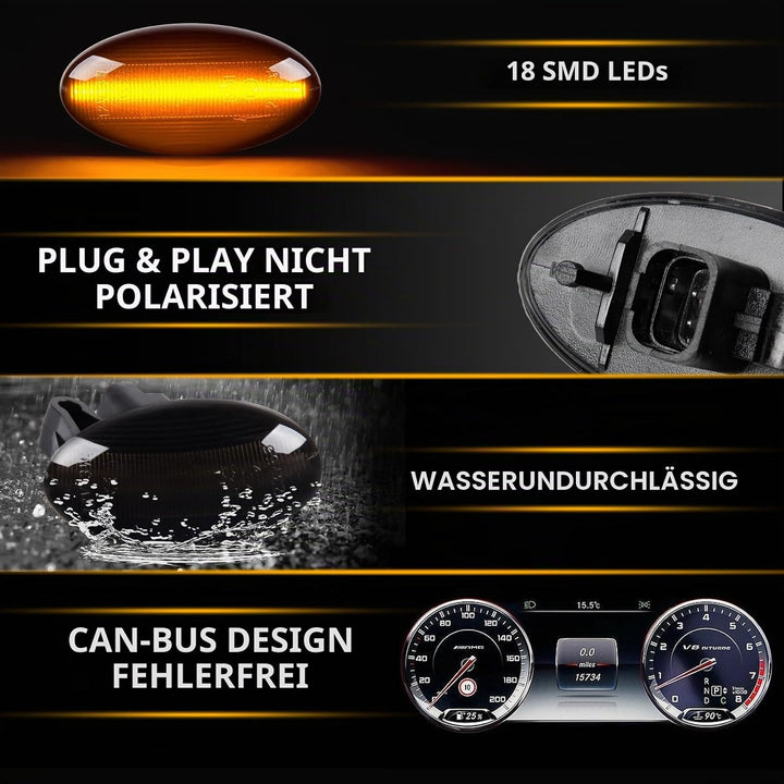 2 Stück LED Blinker Seitenblinker für Peugeot 1007 107 206 207 307 407 607 Partner Expert Citroen C1