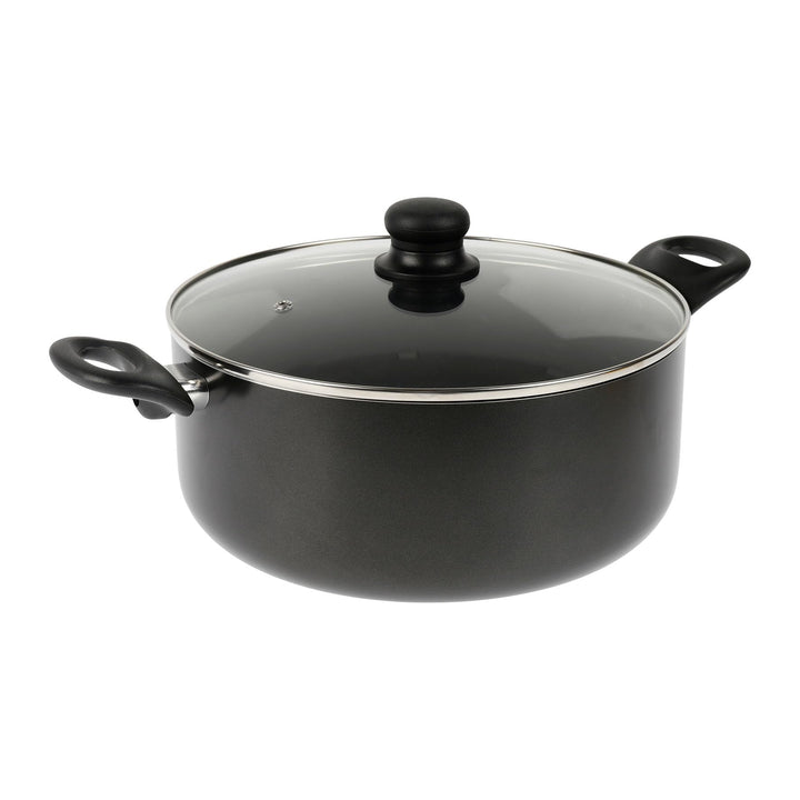 Crealys 529423 Kochtopf, Durchmesser 28 cm, gepresstes Aluminium, dunkelgrau, hitzebeständige Griffe