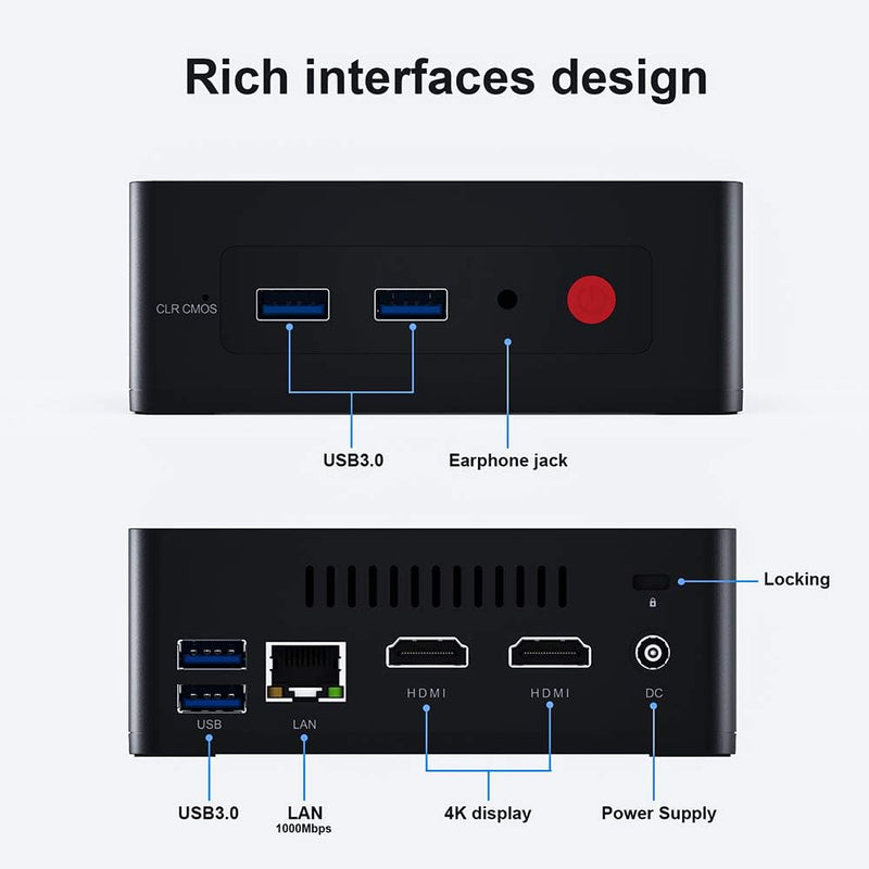 Beelink Mini PC GK Mini with Intel Prozessor J4125 (bis zu 2,7 GHz), 8G LPDDR4/256G SSD Mini Compute