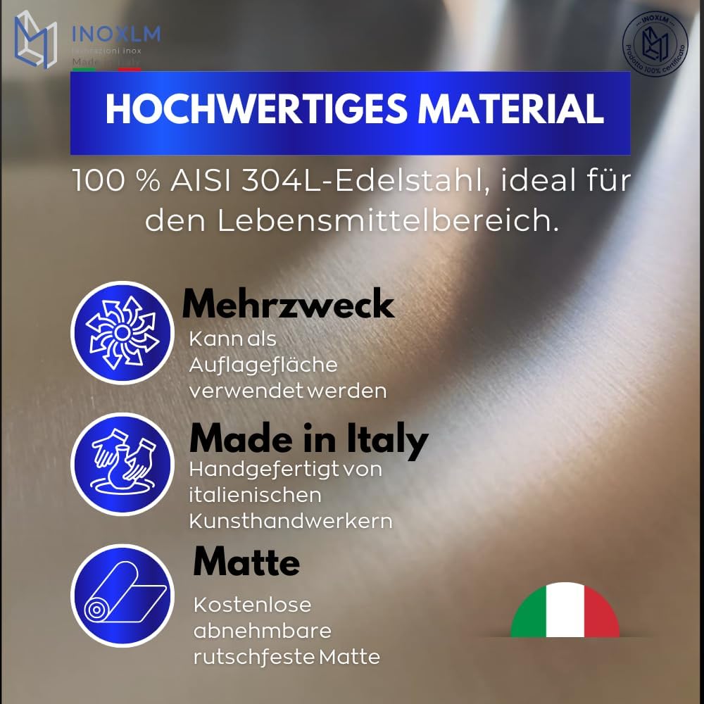 INOXLM Schneidebrett Edelstahl zum Kneten, Edelstahl Arbeitsplatte aus verschiedene Grössen, für Küc