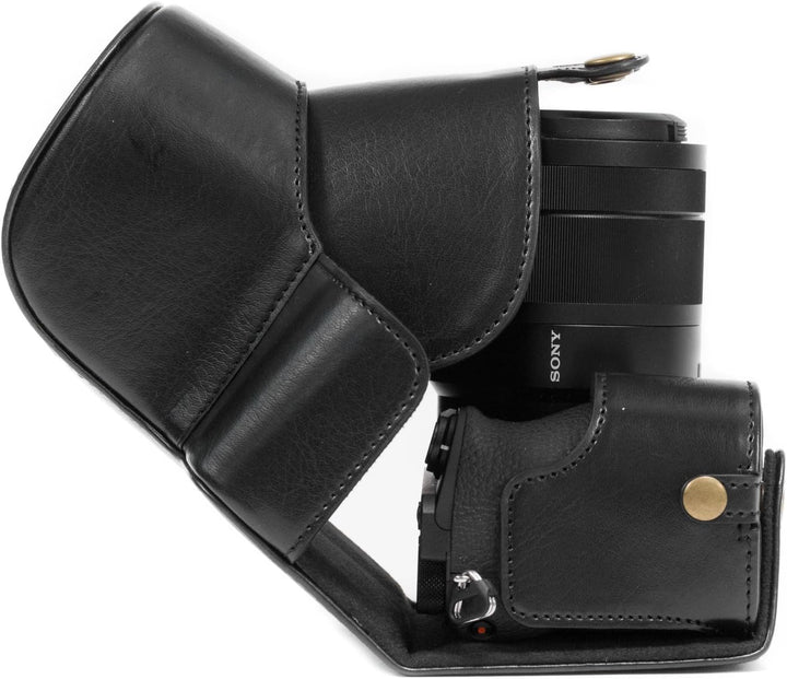 MegaGear MG1484 Sony Alpha A6500 (16-70, 18-135 mm) Ever Ready Leder Kamera-Case mit Trageriemen - S