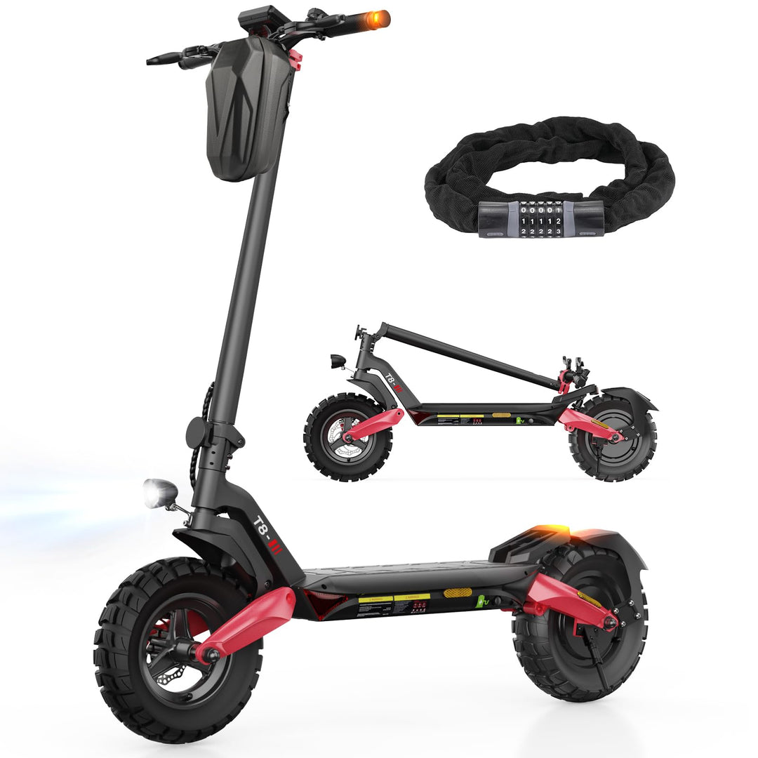 E Scooter mit Strassenzulassung, 80-100 KM Reichweite, 48V 15Ah, 10 Zoll Offroad Luftreifen, ABE Ele