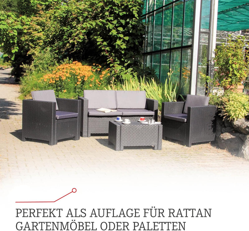 Beo Sitzkissen 70x70 cm wasserabweisend für Lounge Gartenmöbel | Made in EU Lounge-Kissen Grau | Stu