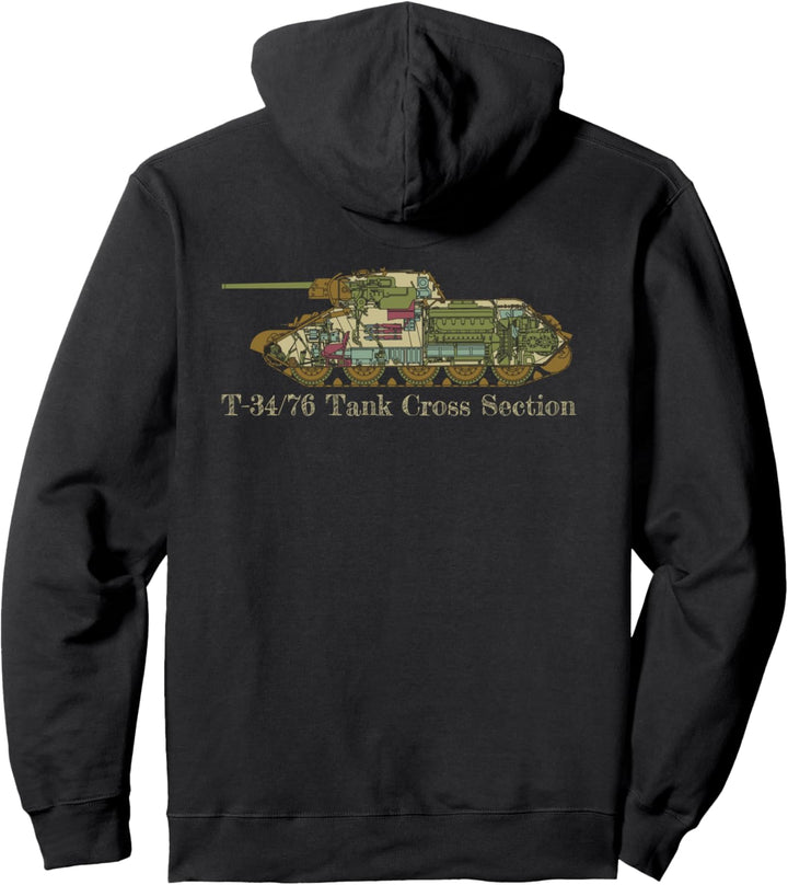 T-34 76 Tank Russian WW2 Vollfarbiges Querschnittsgeschenk Pullover Hoodie