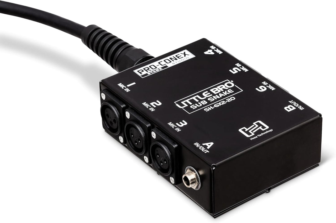 Hosa SH-6X2-20, Pro-Conex Little Bro' Sub Snake, Hosa 6 x XLR Sends and 2 x 1/4 in TRS Returns, 20 f