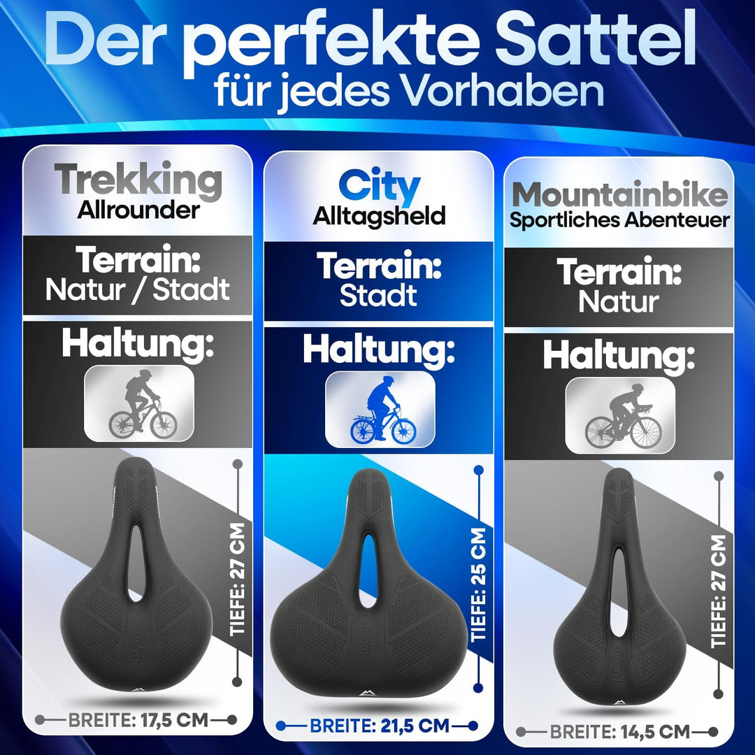 NEXTCOVER® Fahrradsattel mit Memory-Foam 2.0 und [Volume-Air] Federung I maximaler Fahrkomfort I erg