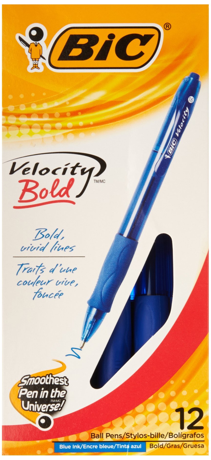 BIC Velocity Druckkugelschreiber, blau Tinte, 1,6 mm, Bold, Dutzend