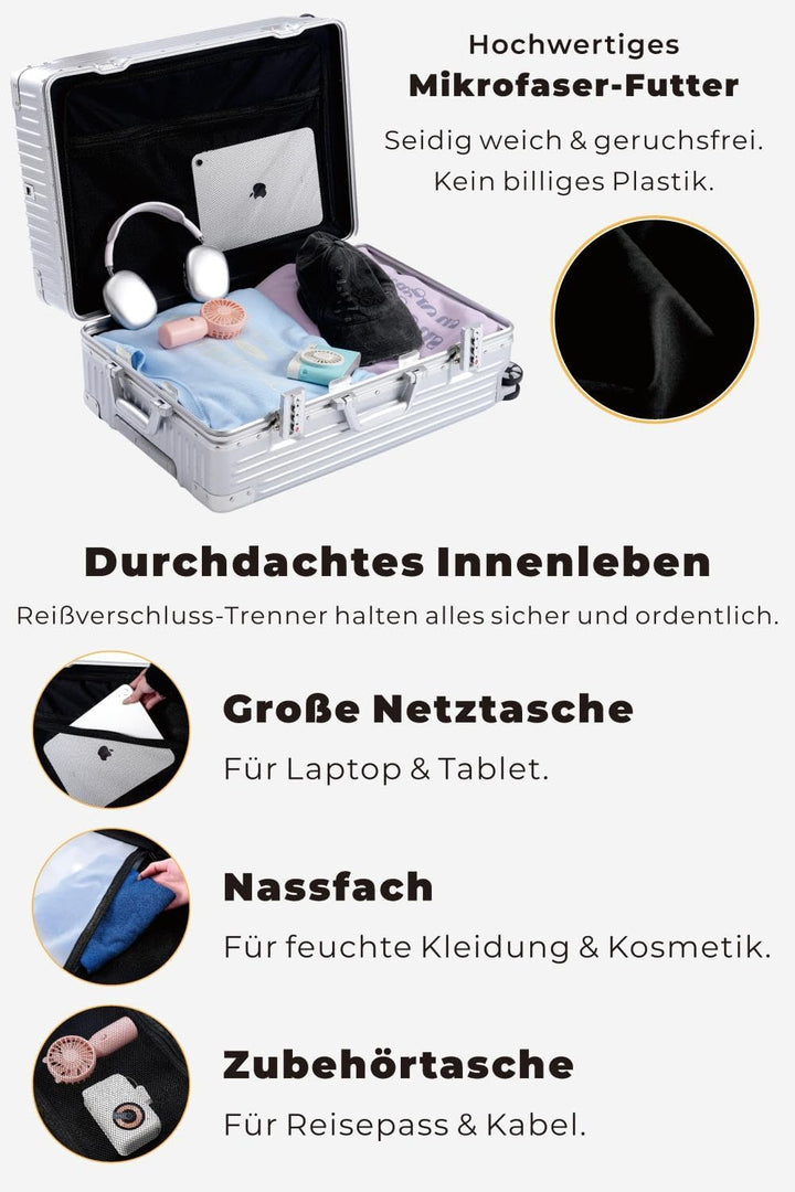 Blex Reisekoffer XXL Riesig Alurahmen PC Hartschale 105L Silber Silber XXL, Silber XXL