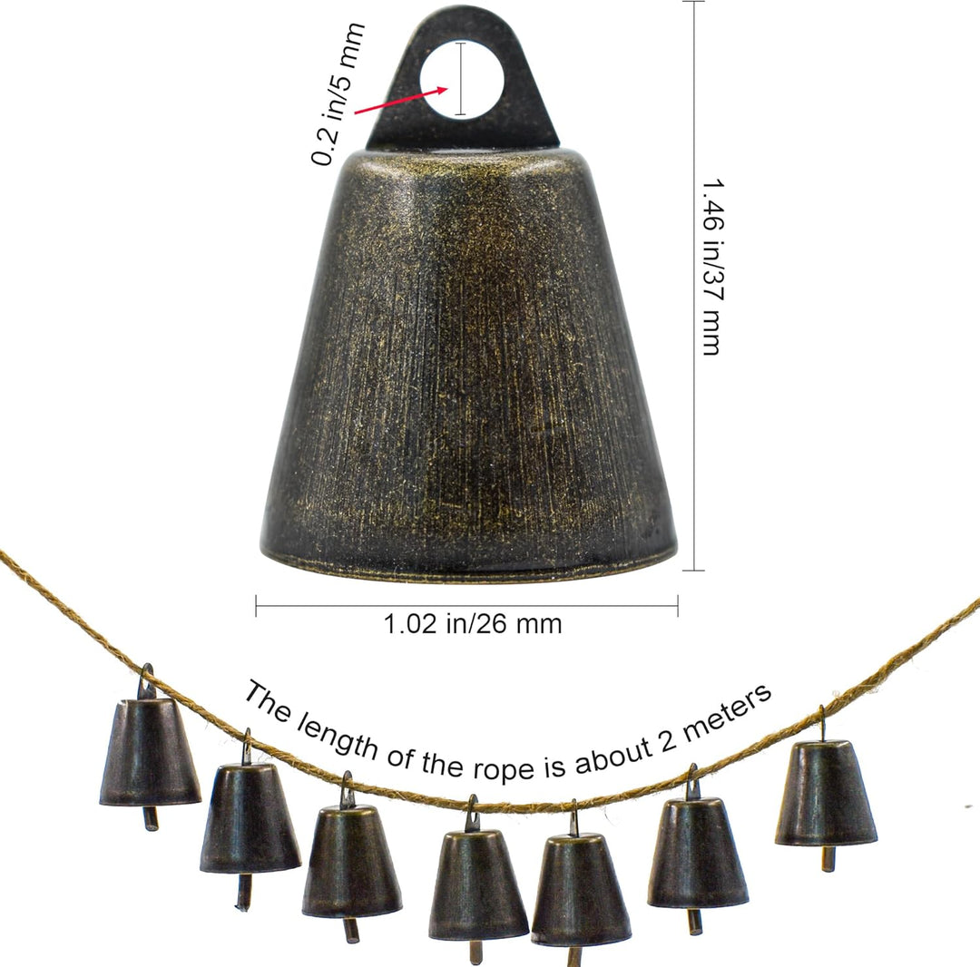 MrMrKura 9 Stück Bronze Vintage Glöckchen (3,7 x 2,5 cm) Mini-Glöckchen zum Basteln, Kuhglocke an Ju