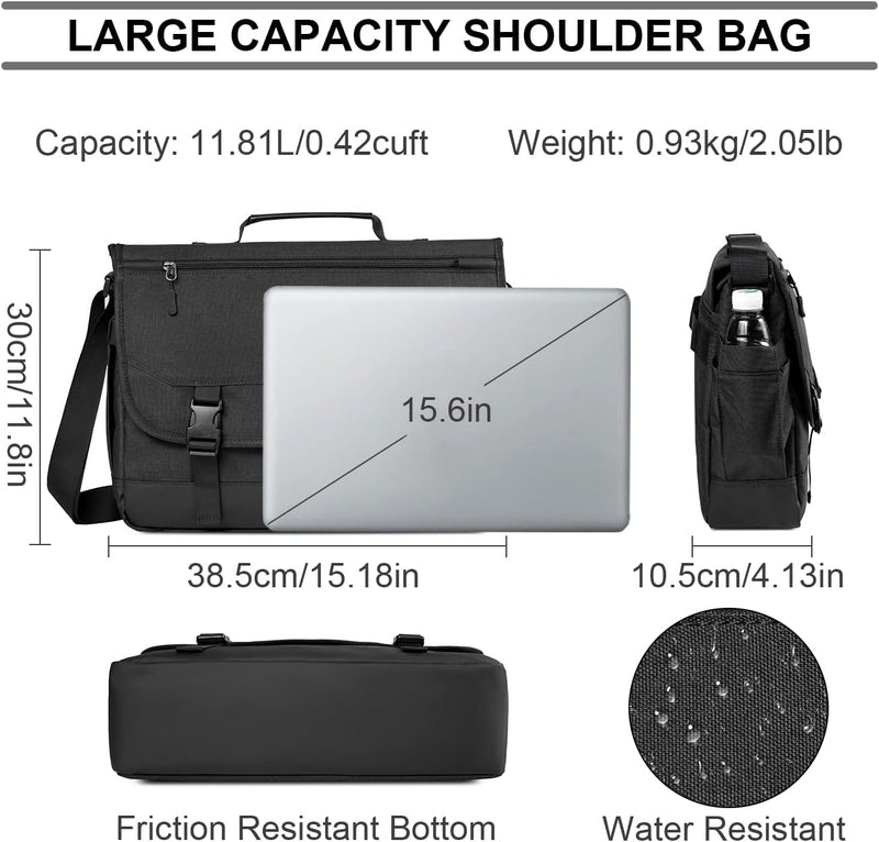 Kasgo Umhängetaschen Herren, Wasserabweisend 15.6 Zoll Laptop Schultertasche Laptoptaschen Schulterg