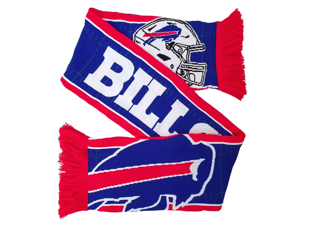 Great Branding NFL Jaquard Schal American Football Teamlogo Helm Fanschal Fransen Scarf-bills-blue