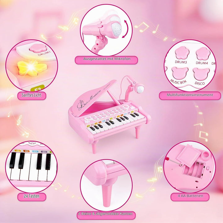 Keyboard für Kinder ab 1 2 3 - Kinderklavier ab 1 2 3 Jahre - Piano Keyboard mit Mikrofon - Musikins