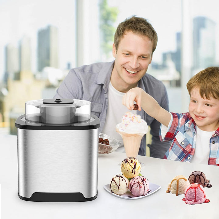 Eismaschine Eiscrememaschine aus Edelstahl mit entnehmbarem Eisbehälter, inkl. Rezeptheft(MEHRWEG)