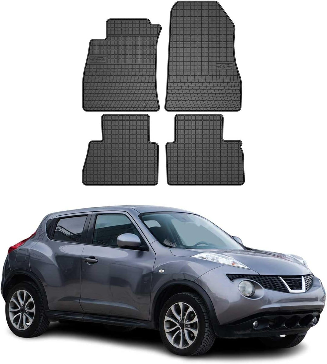 OMAC Gummi Fussmatten kompatibel mit Nissan Juke 2010-2019 Automatten Gummi Schwarz 4tlg Fussmatten