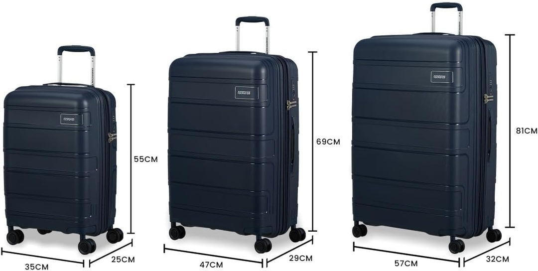 American Tourister Skymax - Kofferset 3-teilig, Blau (Midnight Blue) Blue (Midnight Blue), Blue (Mid
